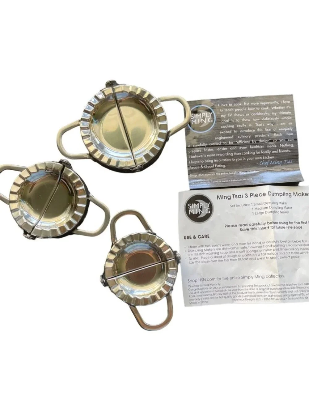 Ming Tsai 3 Piece Dumpling Maker Set by Simply Ming Metal NEW